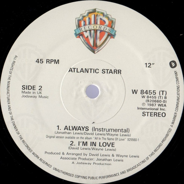 Atlantic Starr - Always | Warner Bros. Records (W 8455 (T))