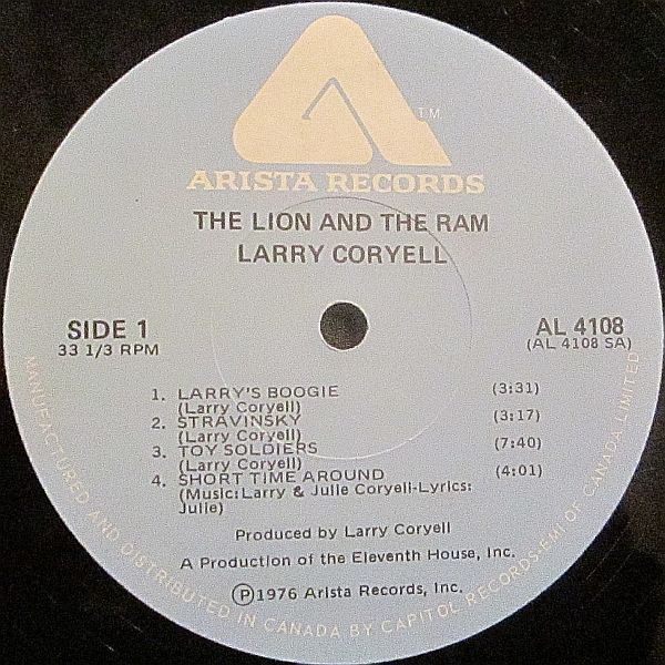 Larry Coryell - The Lion And The Ram [Vinyl] | Arista (AL 4108) - 3