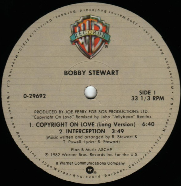 Bobby Stewart - Copyright On Love | Warner Bros. Records (0-29692) - 3