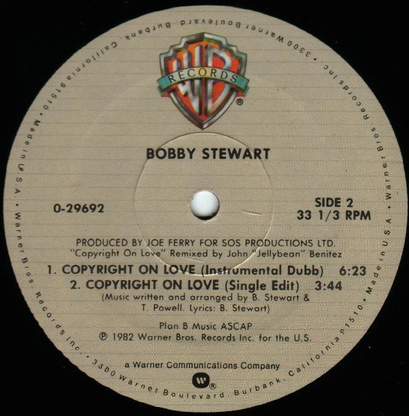 Bobby Stewart - Copyright On Love | Warner Bros. Records (0-29692) - 4