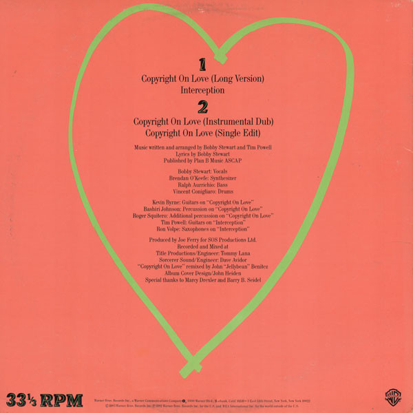 Bobby Stewart - Copyright On Love | Warner Bros. Records (0-29692) - 2