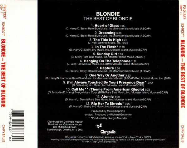 Blondie - The Best Of Blondie | Chrysalis (F2 21337) - 4