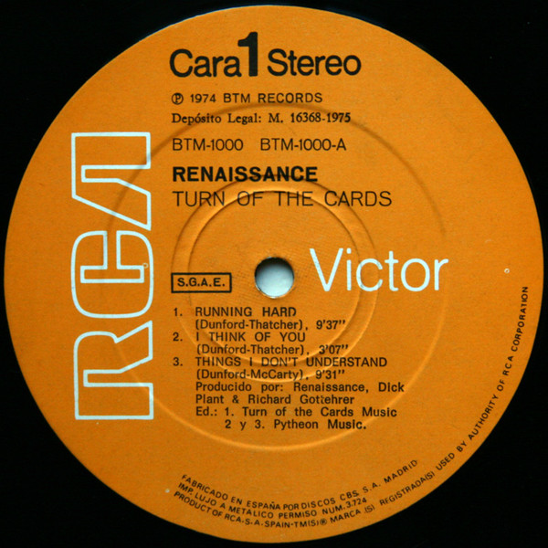 Renaissance - Turn Of The Cards | RCA Victor (BTM-1000) - 3