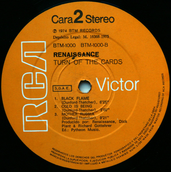 Renaissance - Turn Of The Cards | RCA Victor (BTM-1000) - 4