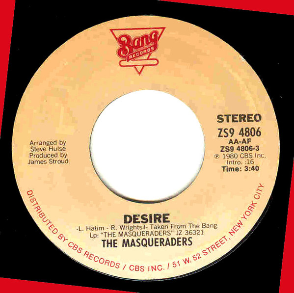 The Masqueraders - Desire | Bang Records (ZS9 4806)