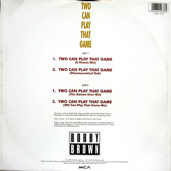 Bobby Brown - Two Can Play That Game (The K Klass Mixes) | MCA Records (MCST 1973) - 2