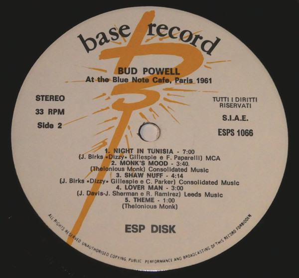 Bud Powell - Blue Note Cafe Paris, 1961 | Base Record (ESP-1066) - 3
