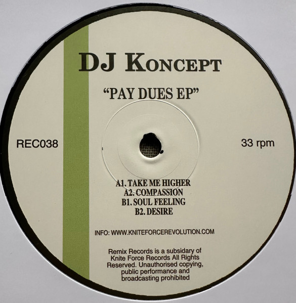 DJ Koncept - Pay Dues EP | Remix Records (REC038) - main