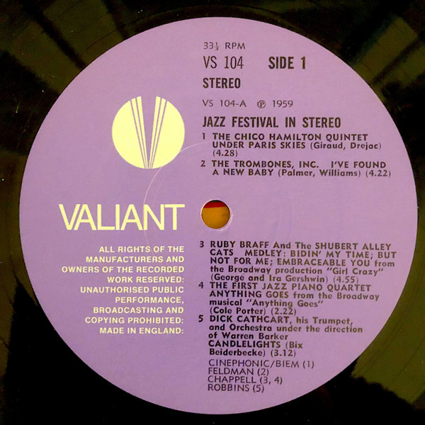 Various - Jazz Festival In Stereo | Valiant Records (VS 104) - 3