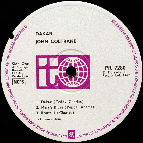 John Coltrane - Dakar | Transatlantic Records (PR 7280) - 3 John Coltrane - Dakar | Transatlantic Records (PR 7280) - 3
