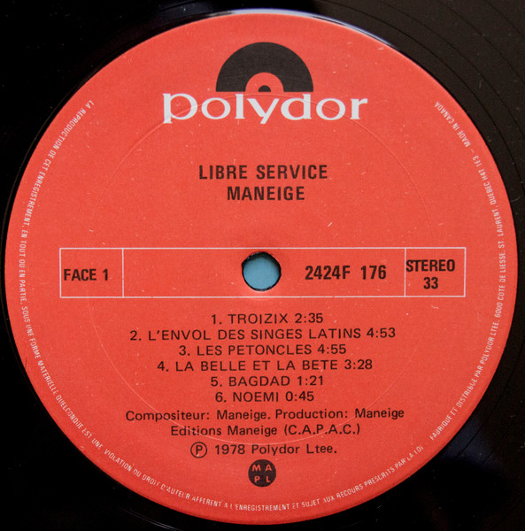 Maneige - Libre Service - Self Service | Polydor (2424 176) - 3