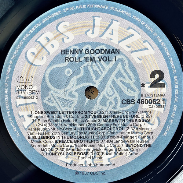 Benny Goodman - Roll 'Em, Volume 1 | CBS (CBS 460062 1) - 2