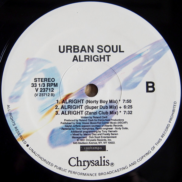 Urban Soul - Alright | Chrysalis (V 23712) - 3