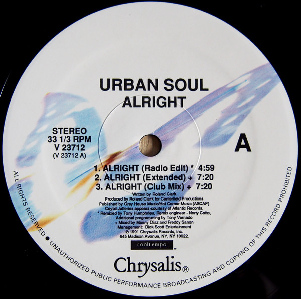 Urban Soul - Alright | Chrysalis (V 23712) - 2
