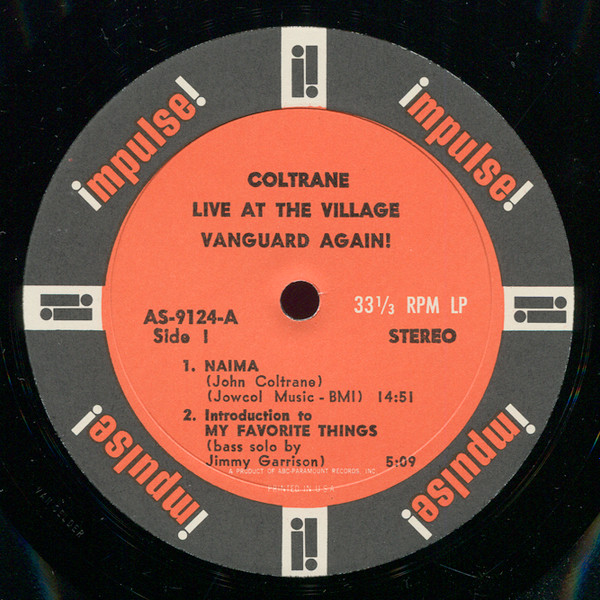 John Coltrane - Live At The Village Vanguard Again! | Impulse! (AS-9124) - 2