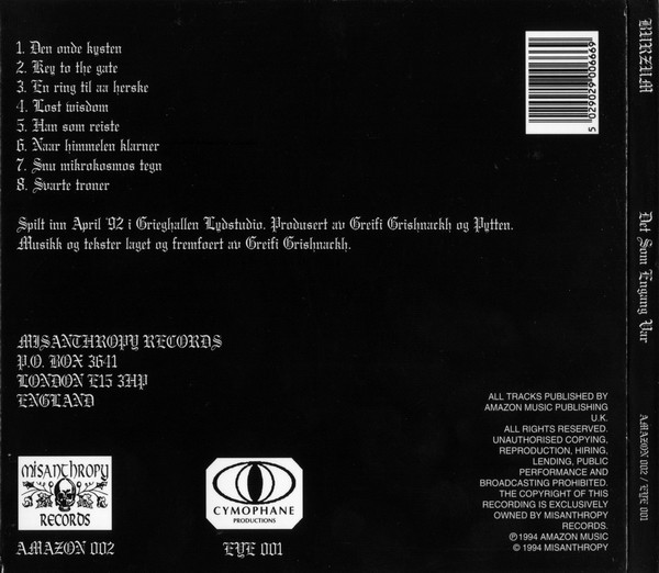 Burzum - Det Som Engang Var | Misanthropy Records (AMAZON 002) - 2