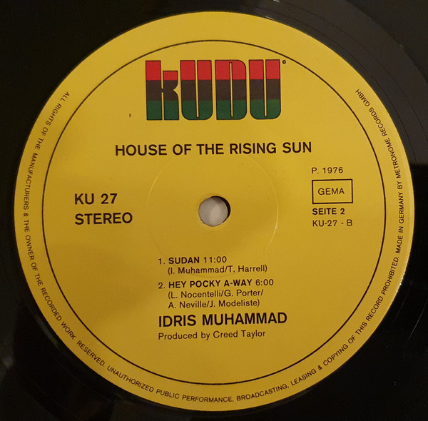 Idris Muhammad - House Of The Rising Sun | Kudu (KU 27) - 4