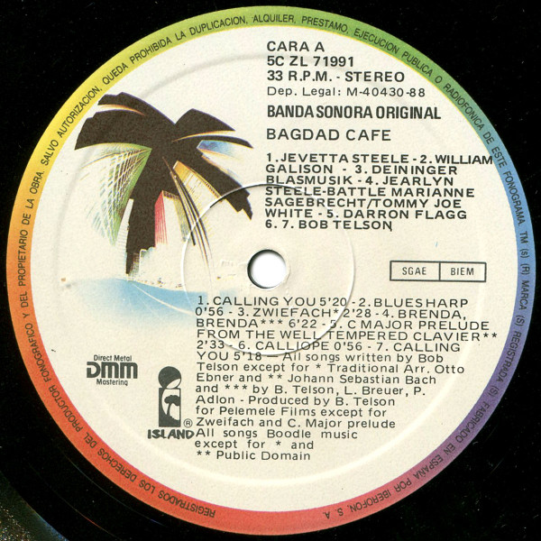 Various - Bagdad Cafe (Original Motion Picture Soundtrack) | Island Records (ISTA 18) - 3