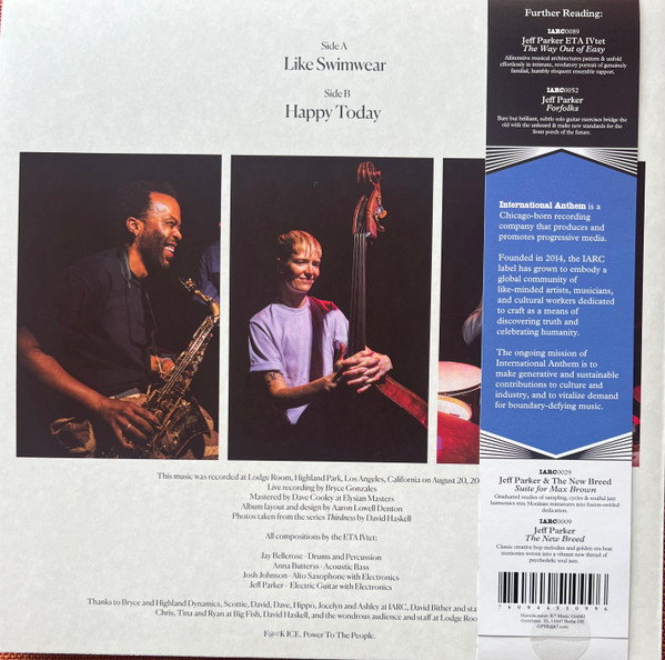 Jeff Parker ETA IVtet - Happy Today | International Anthem Recording Company (IARC0109) - 2