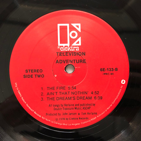 Television - Adventure | Elektra (6E-133) - 3