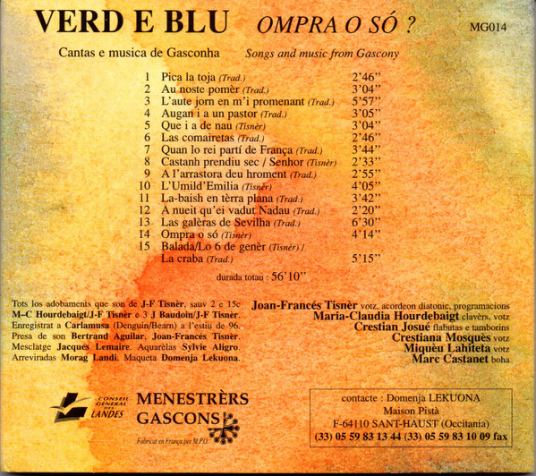 Verd E Blu - Ompra O Só ? | Menestrèrs Gascons (MG014) - 2 Verd E Blu - Ompra O Só ? | Menestrèrs Gascons (MG014) - 2