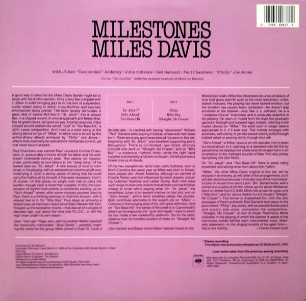 Miles Davis - Milestones | Columbia (CJ 40837) - 3