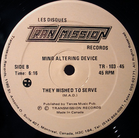 Mind Altering Device - To Touch The Face Of God | Transmission Records (TR - 103 - 45) - 4