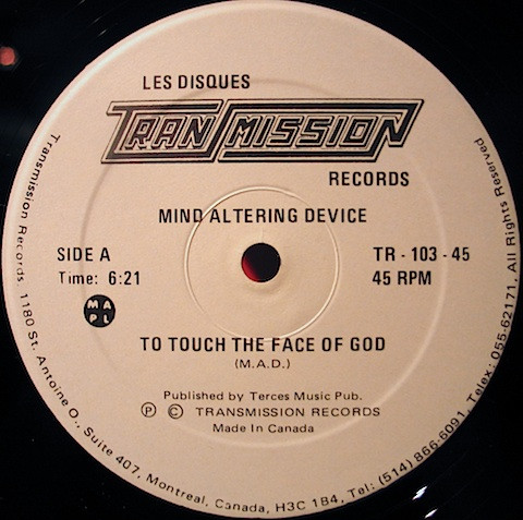 Mind Altering Device - To Touch The Face Of God | Transmission Records (TR - 103 - 45) - 3