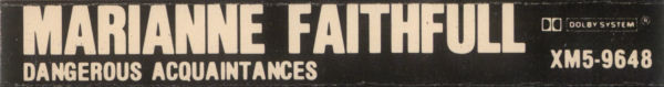 Marianne Faithfull - Dangerous Acquaintances [Cassette] | Island Records (XM5-9648) - 2