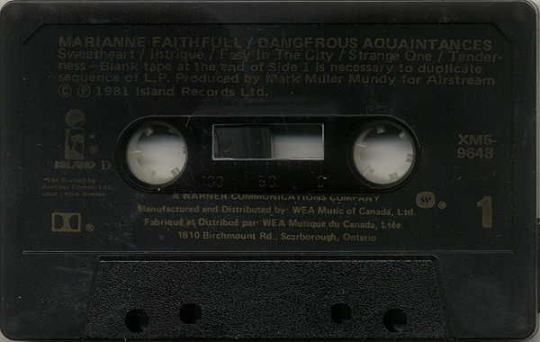 Marianne Faithfull - Dangerous Acquaintances [Cassette] | Island Records (XM5-9648) - 4