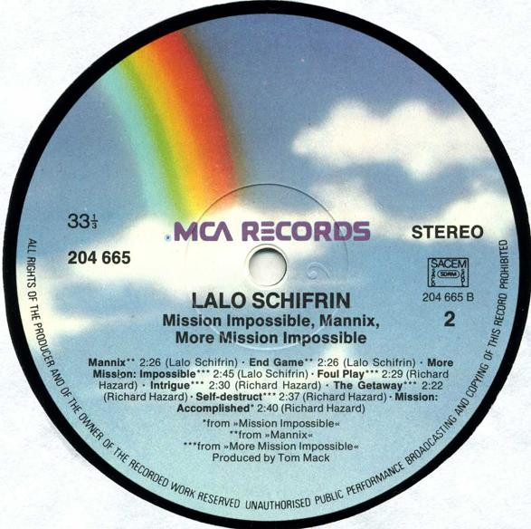 Lalo Schifrin - Mission: Impossible, Mannix, More Mission: Impossible | MCA Records (204 665) - 3
