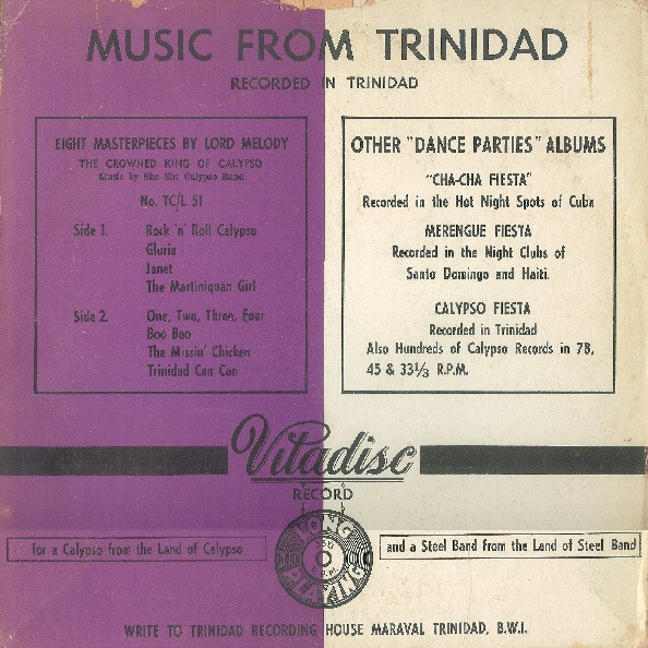 Lord Melody - Calypso Fiesta - Limbo In Trinidad | Vitadisc (TC/L.50) - 2
