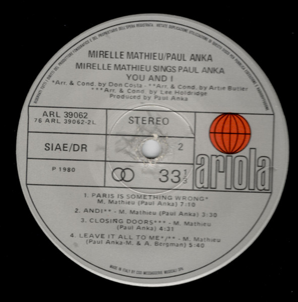 Mireille Mathieu - Mireille Mathieu Sings Paul Anka | Ariola (ARL 39062) - 3 Mireille Mathieu - Mireille Mathieu Sings Paul Anka | Ariola (ARL 39062) - 3