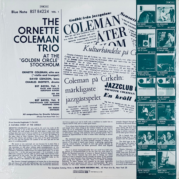 The Ornette Coleman Trio - At The "Golden Circle" Stockholm - Volume One | Blue Note (BST 84224) - 2 The Ornette Coleman Trio - At The "Golden Circle" Stockholm - Volume One | Blue Note (BST 84224) - 2