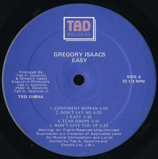 Gregory Isaacs - Easy | Tad's Record (TRD 31984) - 3