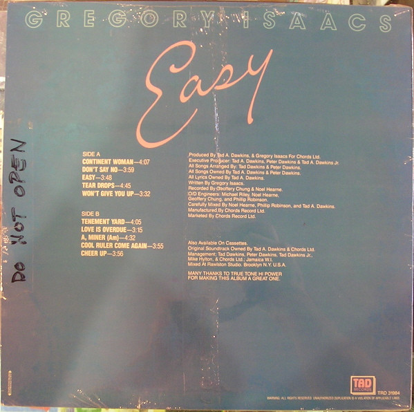 Gregory Isaacs - Easy | Tad's Record (TRD 31984) - 2