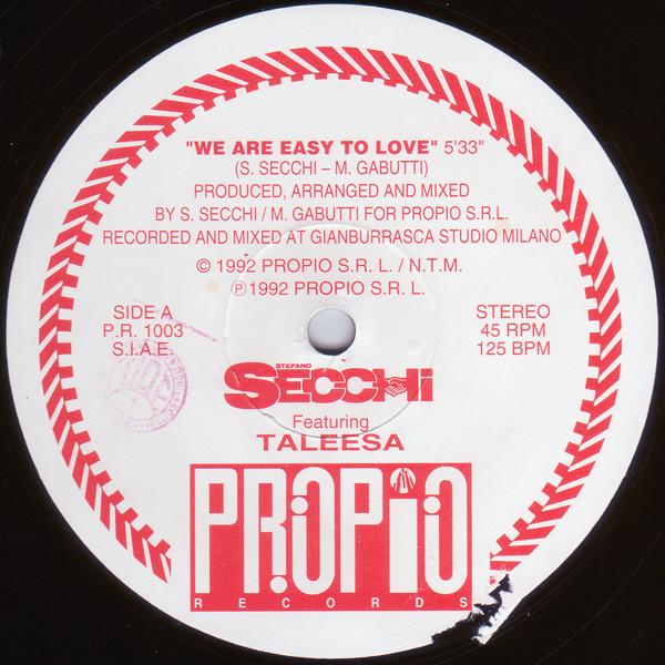 Stefano Secchi Featuring Taleesa - We Are Easy To Love | Propio Records (P.R. 1003) - 3 Stefano Secchi Featuring Taleesa - We Are Easy To Love | Propio Records (P.R. 1003) - 3