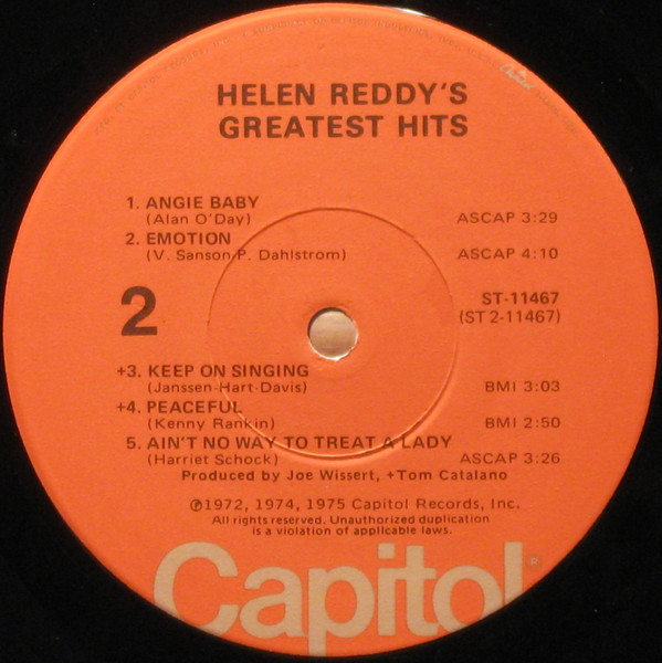 Helen Reddy - Helen Reddy's Greatest Hits | Capitol Records (ST-11467) - 4 Helen Reddy - Helen Reddy's Greatest Hits | Capitol Records (ST-11467) - 4
