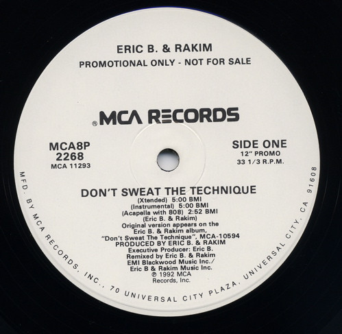 Eric B. & Rakim - Don't Sweat The Technique | MCA Records (MCA8P 2268) - 2