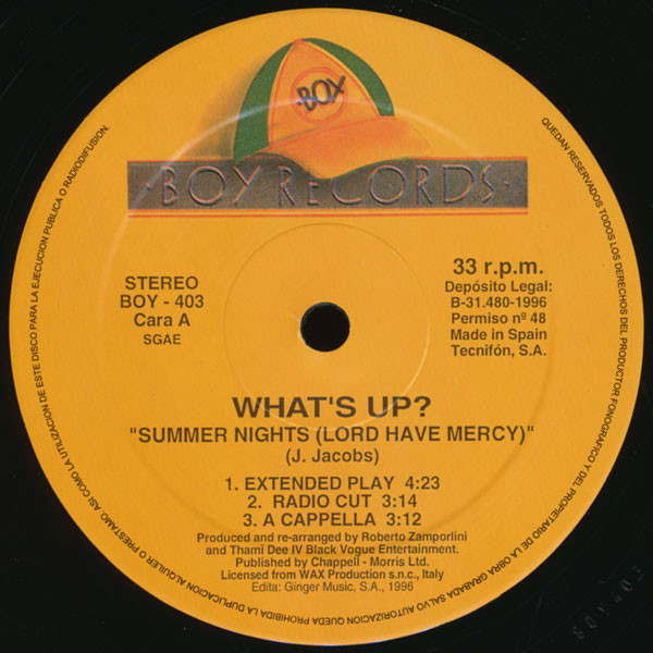 What's Up? - Summer Nights (Lord Have Mercy!!!) | Boy Records (BOY-403) - 2
