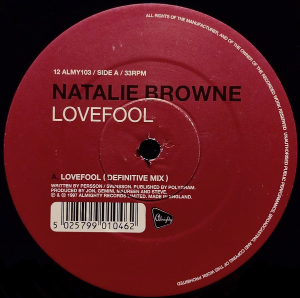 Natalie Browne - Lovefool | Almighty Records (12 ALMY103)