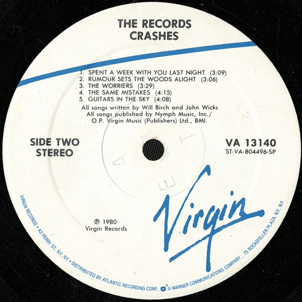 The Records - Crashes | Virgin (VA 13140) - 4