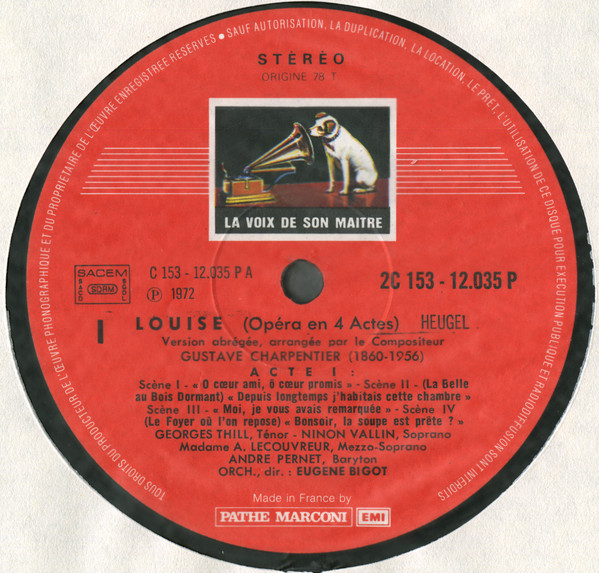 Gustave Charpentier / Ninon Vallin , Georges Thill , Aimée Lecouvreur , André Pernet , Eugène Bigot - Louise | La Voix De Son Maître (2 C 153-12035/6 P) - 3