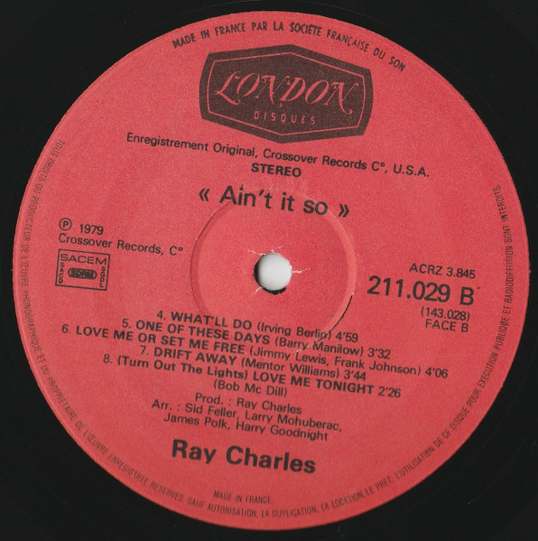 Ray Charles - Ain't It So | Disques London (211 029) - 3