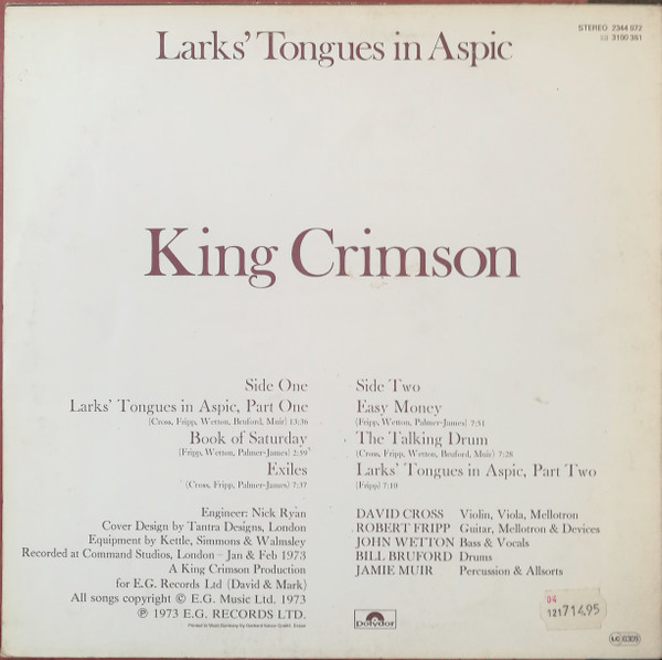 King Crimson - Larks' Tongues In Aspic | Polydor (2344 072) - 2