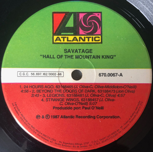 Savatage - Hall Of The Mountain King | Atlantic (670.0067) - 3