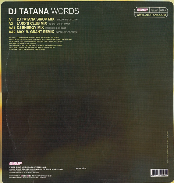 DJ Tatana - Words | Sirup (SIR005-6) - 2