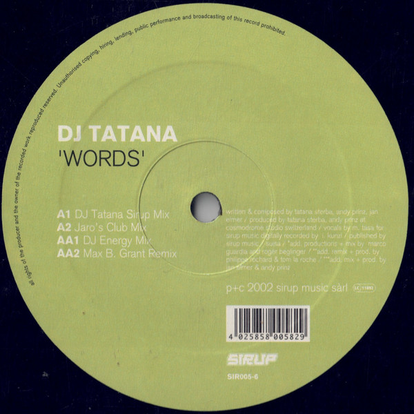 DJ Tatana - Words | Sirup (SIR005-6) - 4