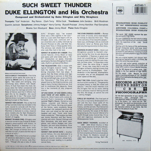 Duke Ellington And His Orchestra - Such Sweet Thunder | CBS (465146 1) - 2 Duke Ellington And His Orchestra - Such Sweet Thunder | CBS (465146 1) - 2