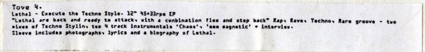 Lethal - Execute The Techno Style | Tove Corporation Recording Division (Tove 4) - 2 Lethal - Execute The Techno Style | Tove Corporation Recording Division (Tove 4) - 2
